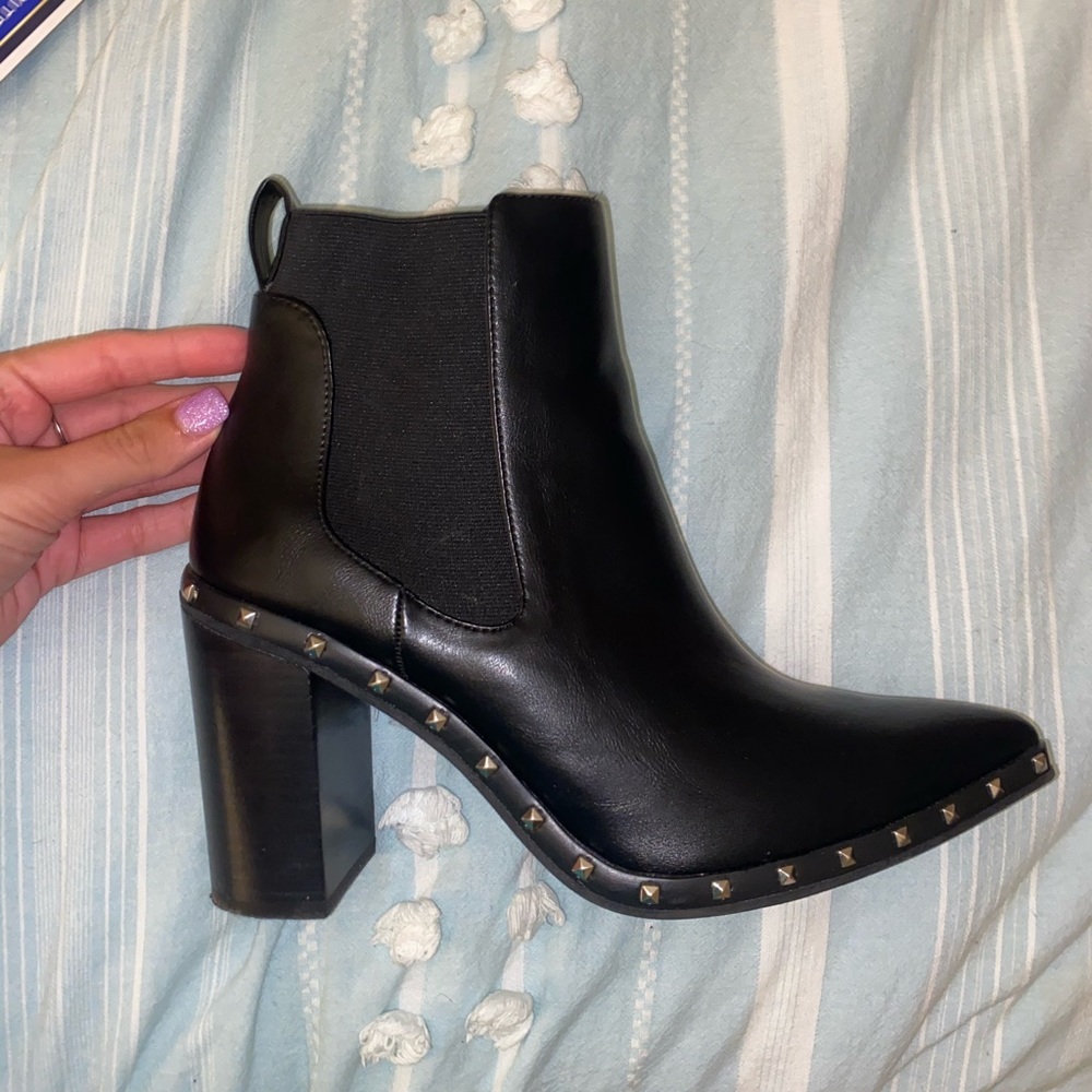 Black studded booties
